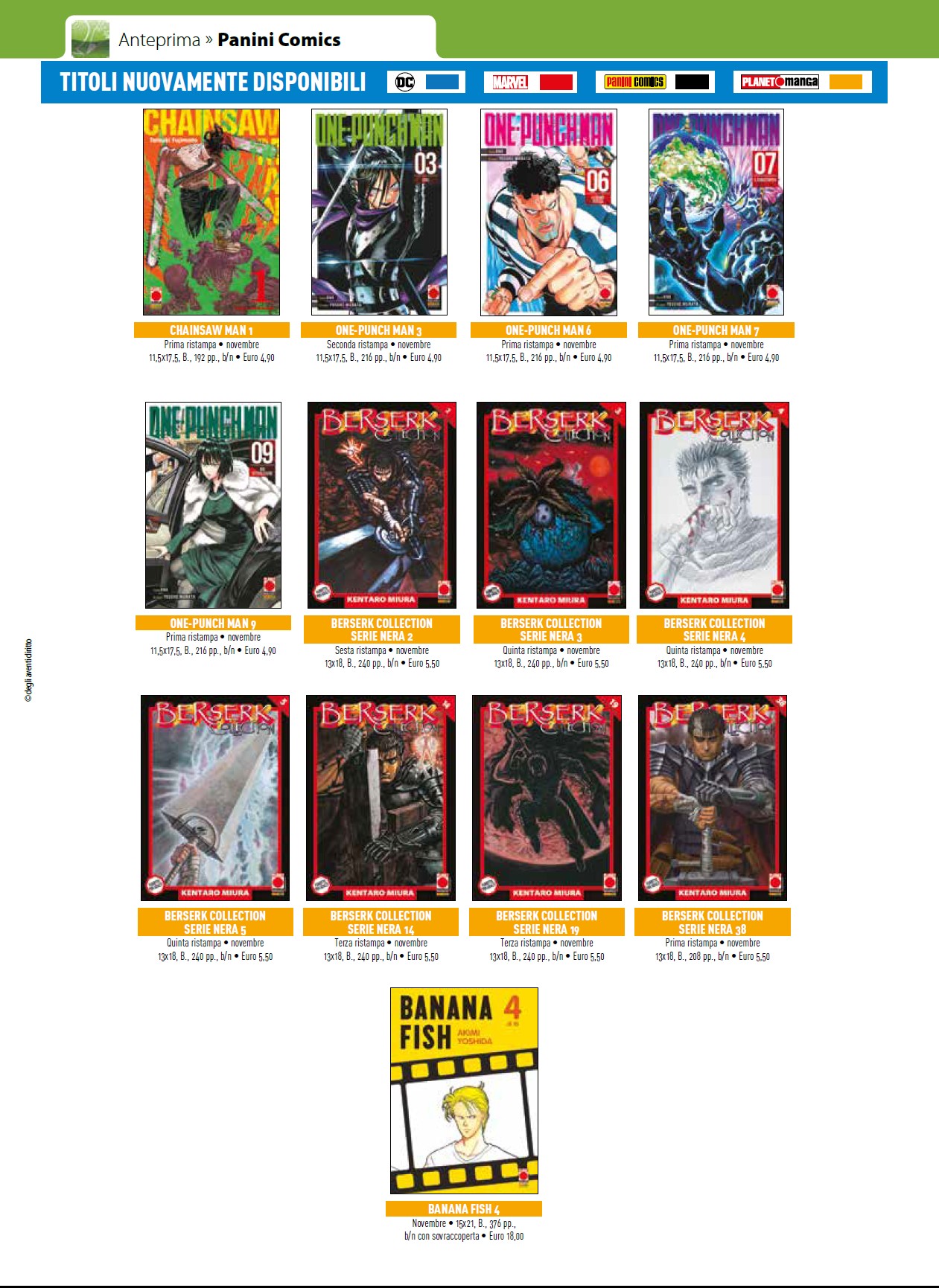 Planet Manga - Tutte le uscite di Novembre