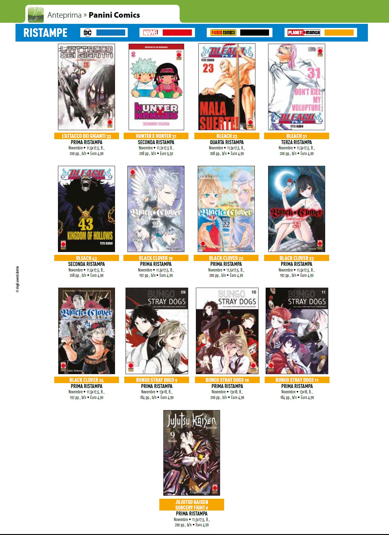 Planet Manga - Tutte le uscite di Novembre