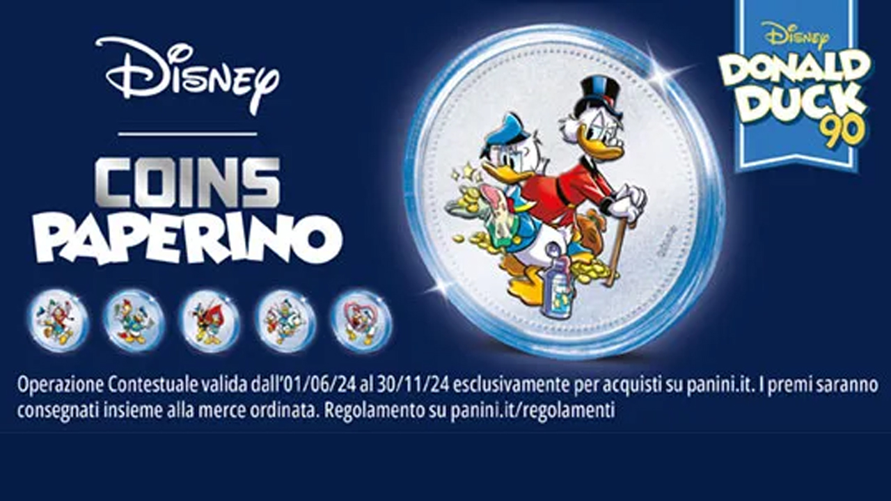 Paperino - Per celebrare i 90 anni, Panini propone sei preziose Disney Coins