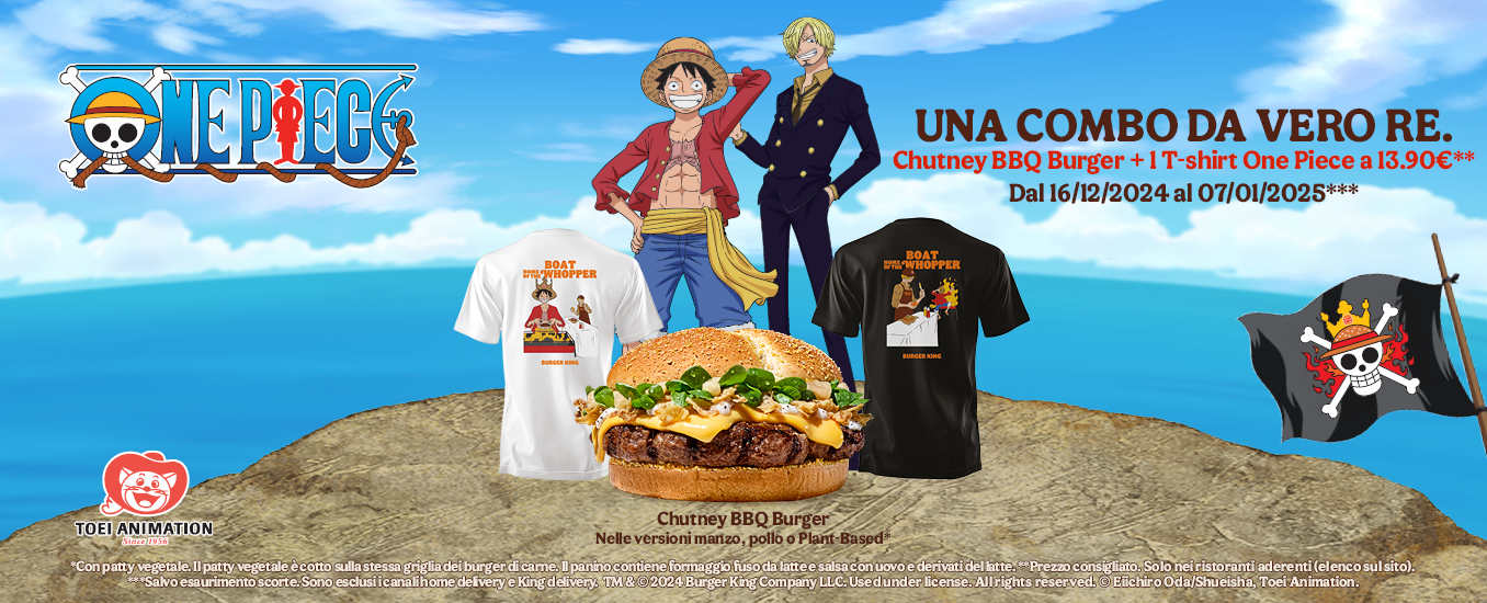 One Piece - Arrivano in Italia il panino e i gadget Burger King